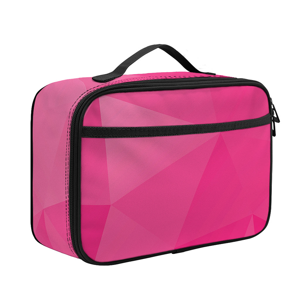 Pink Polygonal Geometric Print Portable Lunch Bag
