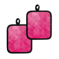 Pink Polygonal Geometric Print Pot Holders