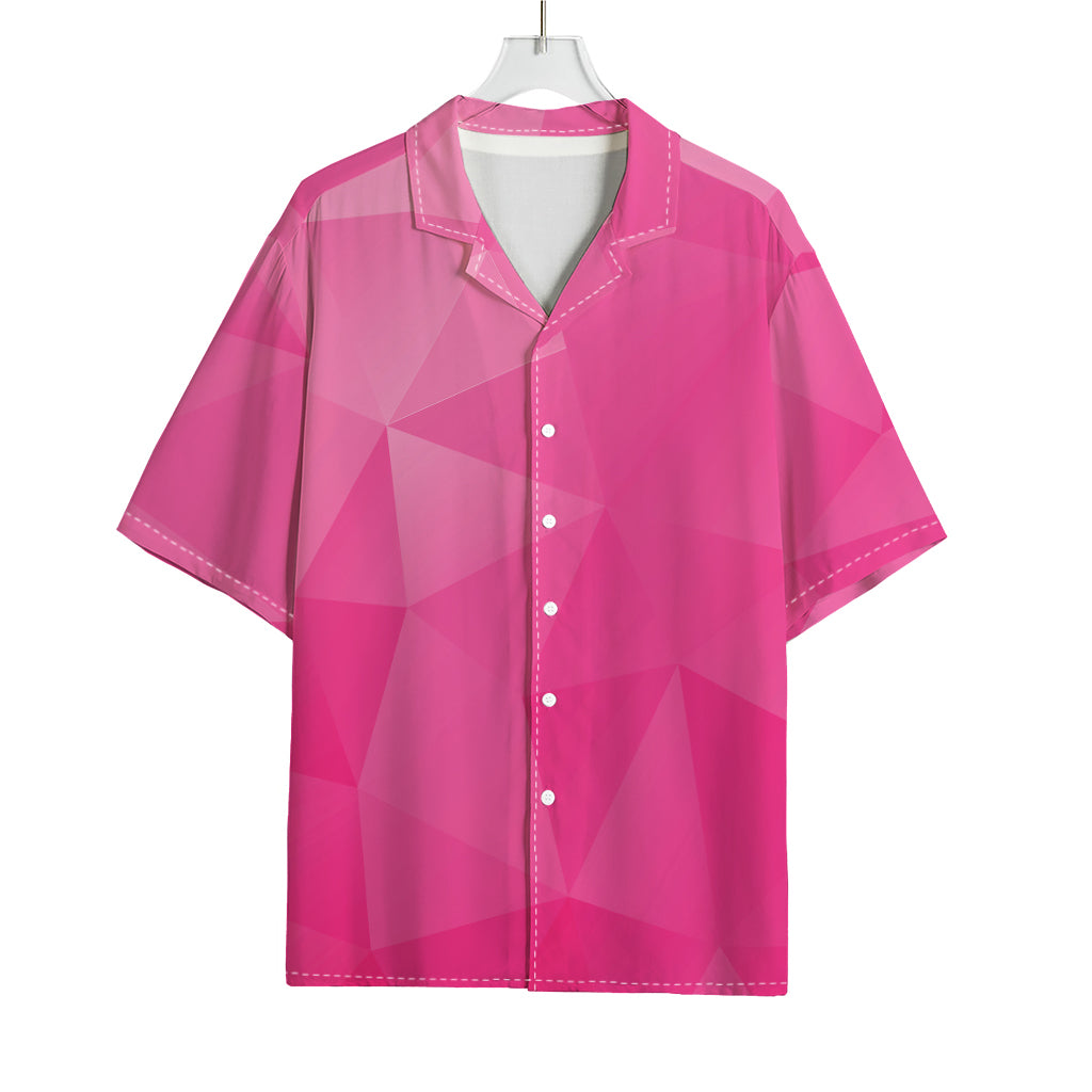 Pink Polygonal Geometric Print Rayon Hawaiian Shirt