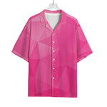 Pink Polygonal Geometric Print Rayon Hawaiian Shirt
