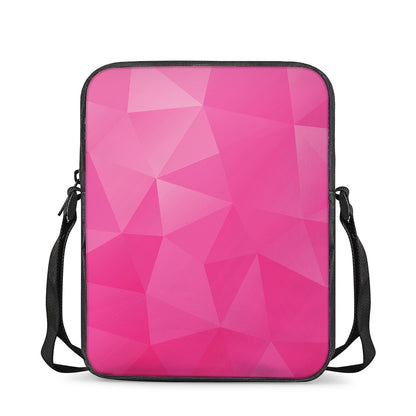 Pink Polygonal Geometric Print Rectangular Crossbody Bag