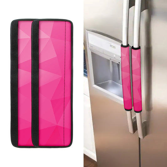 Pink Polygonal Geometric Print Refrigerator Handle Covers