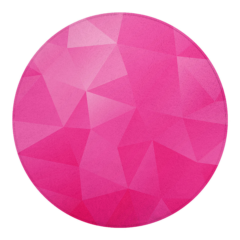 Pink Polygonal Geometric Print Round Blanket