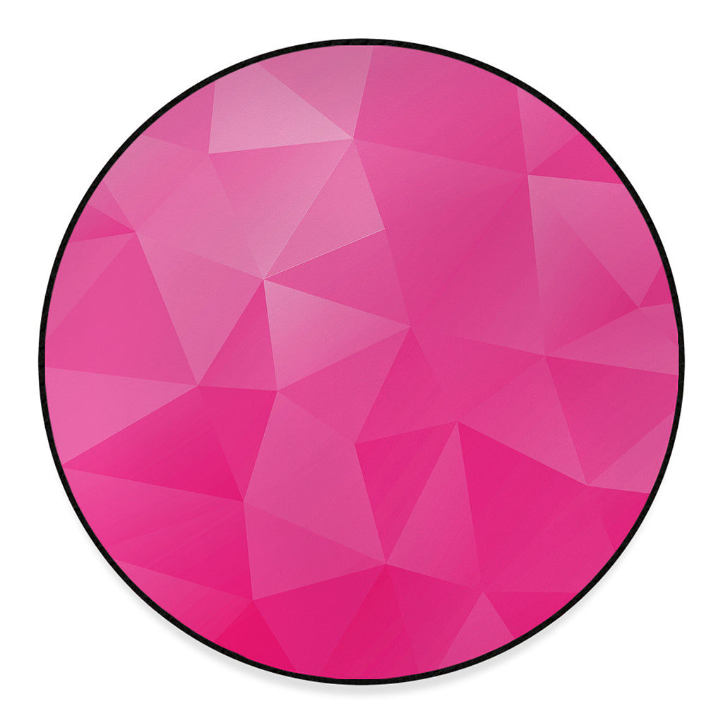 Pink Polygonal Geometric Print Round Floor Mat