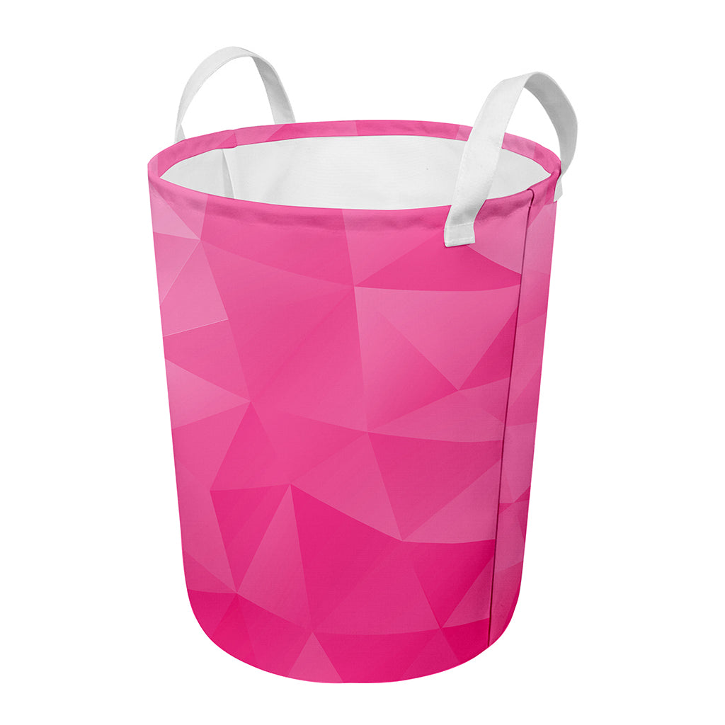 Pink Polygonal Geometric Print Round Laundry Basket