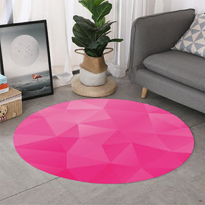 Pink Polygonal Geometric Print Round Rug