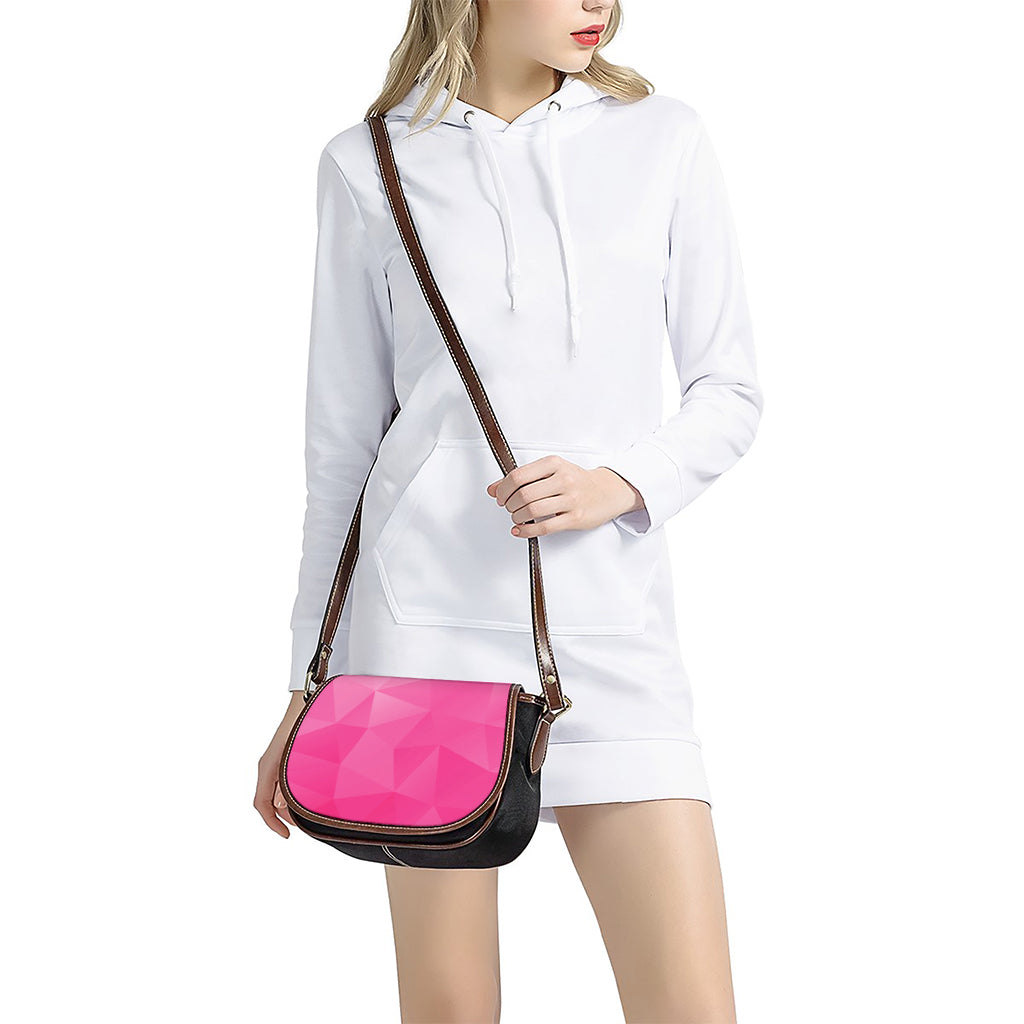 Pink Polygonal Geometric Print Saddle Bag