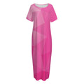 Pink Polygonal Geometric Print Short Sleeve Long Nightdress