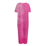 Pink Polygonal Geometric Print Short Sleeve Long Nightdress