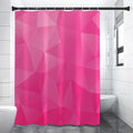 Pink Polygonal Geometric Print Shower Curtain