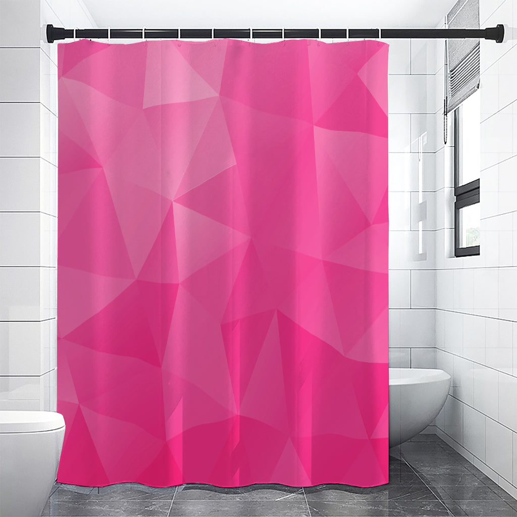 Pink Polygonal Geometric Print Shower Curtain