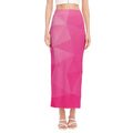 Pink Polygonal Geometric Print Side Slit Maxi Skirt