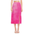 Pink Polygonal Geometric Print Side Slit Midi Skirt