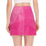 Pink Polygonal Geometric Print Side Slit Mini Skirt