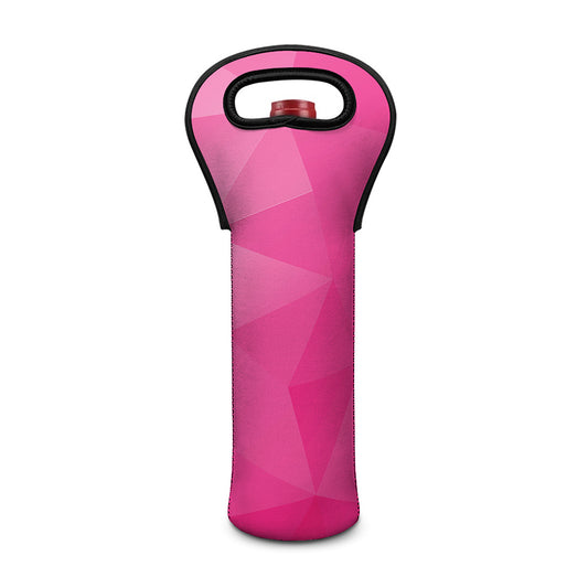 Pink Polygonal Geometric Print Single Neoprene Wine Tote