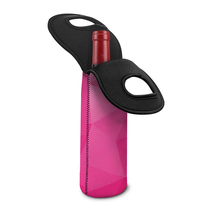 Pink Polygonal Geometric Print Single Neoprene Wine Tote