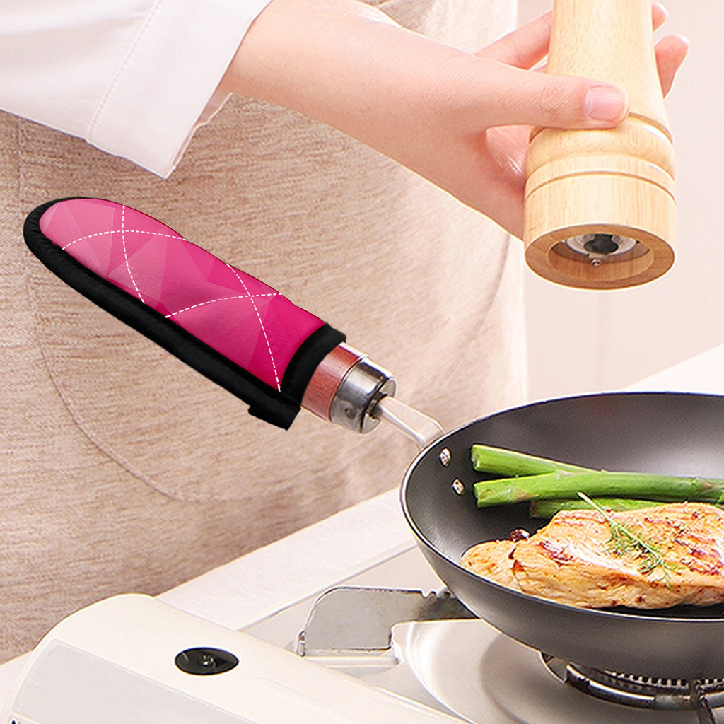 Pink Polygonal Geometric Print Skillet Handle Cover