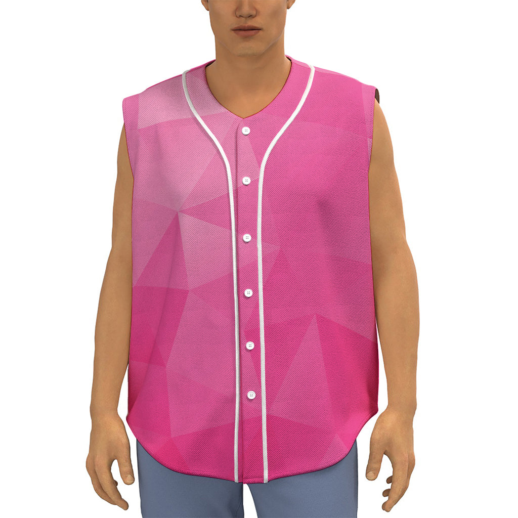 Pink Polygonal Geometric Print Sleeveless Baseball Jersey
