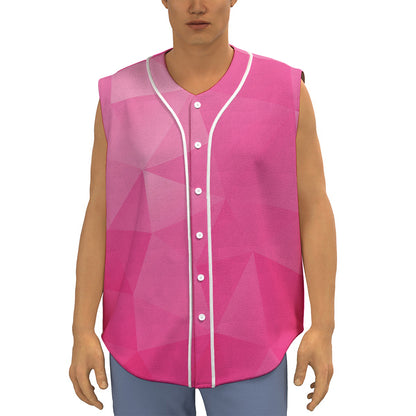 Pink Polygonal Geometric Print Sleeveless Baseball Jersey