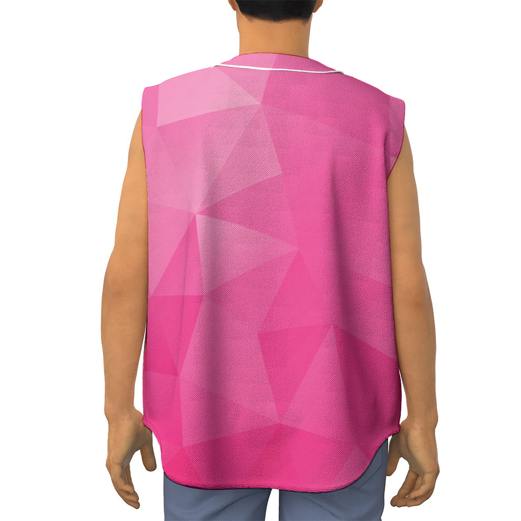 Pink Polygonal Geometric Print Sleeveless Baseball Jersey