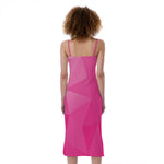Pink Polygonal Geometric Print Slim Fit Midi Cami Dress