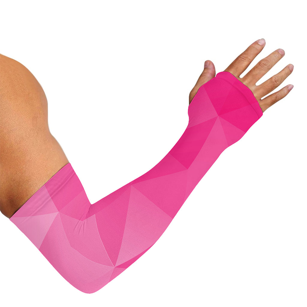 Pink Polygonal Geometric Print Sun Protection Arm Sleeves