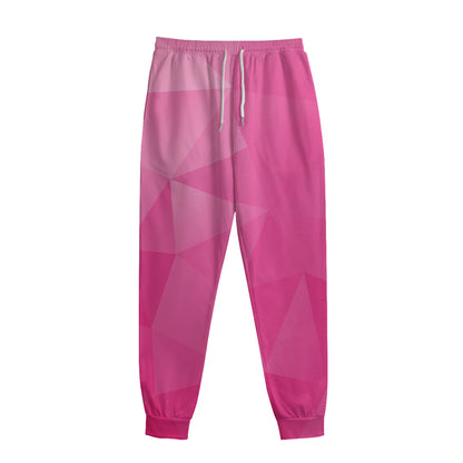 Pink Polygonal Geometric Print Sweatpants