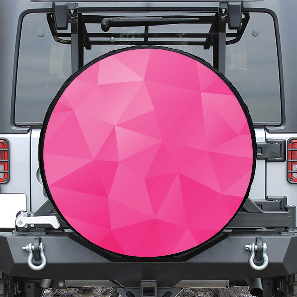 Pink Polygonal Geometric Print Tire Cover