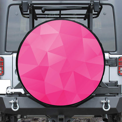 Pink Polygonal Geometric Print Tire Cover