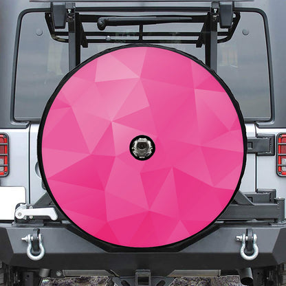Pink Polygonal Geometric Print Tire Cover With Camera Hole