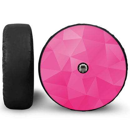 Pink Polygonal Geometric Print Tire Cover With Camera Hole