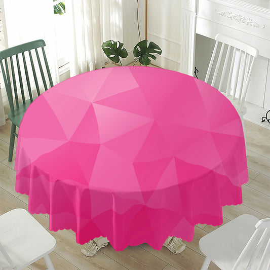 Pink Polygonal Geometric Print Waterproof Round Tablecloth