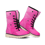 Pink Polygonal Geometric Print Winter Boots