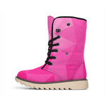 Pink Polygonal Geometric Print Winter Boots