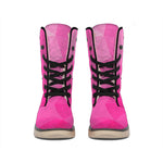 Pink Polygonal Geometric Print Winter Boots