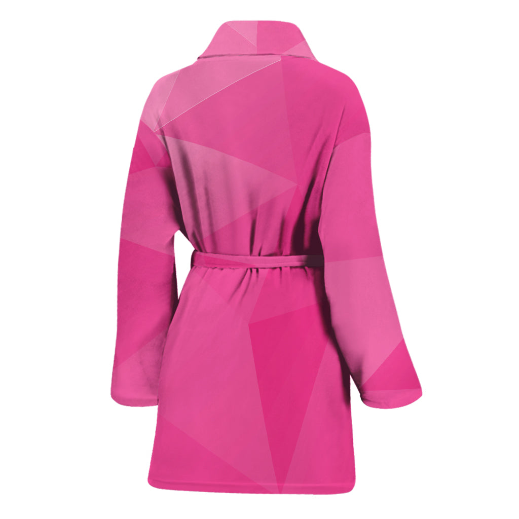 Pink Polygonal Geometric Print Women's Bathrobe