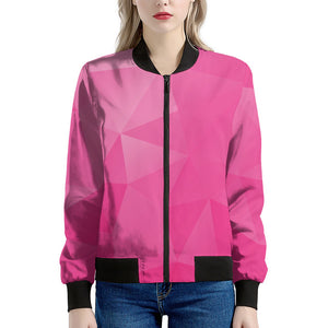 Pink Polygonal Geometric Print Women's Bomber Jacket