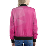 Pink Polygonal Geometric Print Women's Bomber Jacket