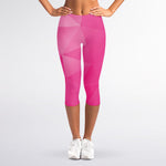 Pink Polygonal Geometric Print Women's Capri Leggings