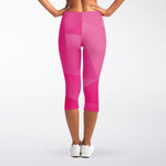 Pink Polygonal Geometric Print Women's Capri Leggings