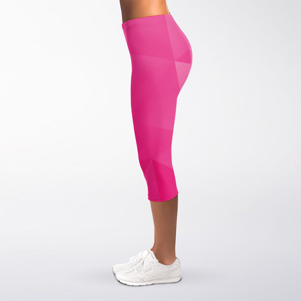 Pink Polygonal Geometric Print Women's Capri Leggings
