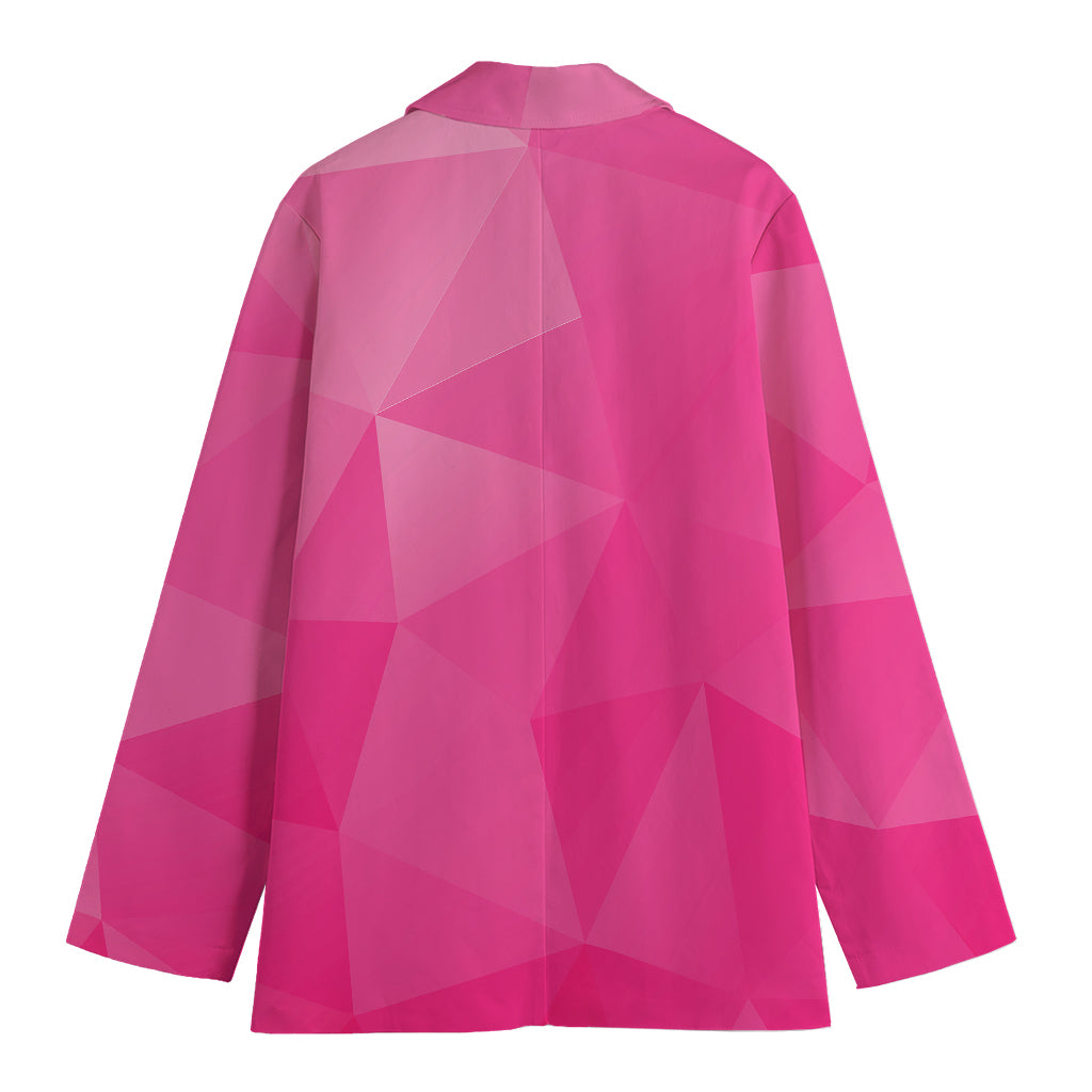 Pink Polygonal Geometric Print Women's Cotton Blazer