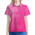 Pink Polygonal Geometric Print Women's Polo Shirt