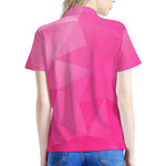 Pink Polygonal Geometric Print Women's Polo Shirt