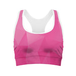 Pink Polygonal Geometric Print Women's Sports Bra