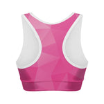 Pink Polygonal Geometric Print Women's Sports Bra