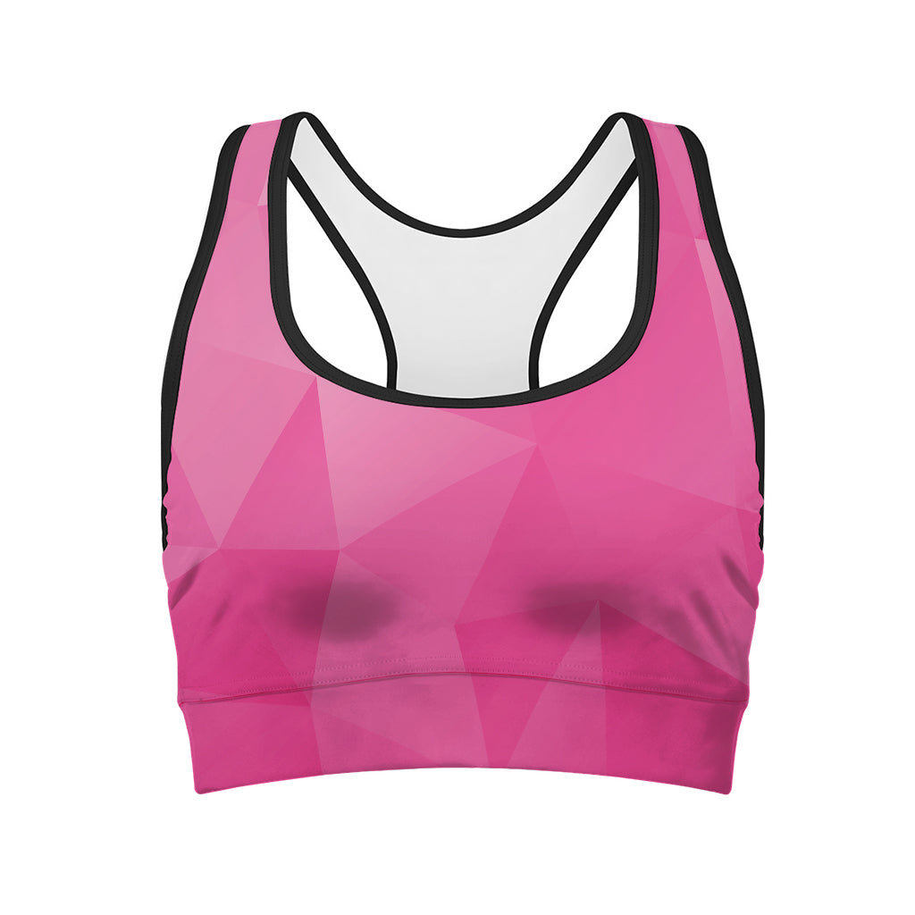 Pink Polygonal Geometric Print Women's Sports Bra