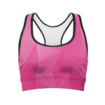 Pink Polygonal Geometric Print Women's Sports Bra