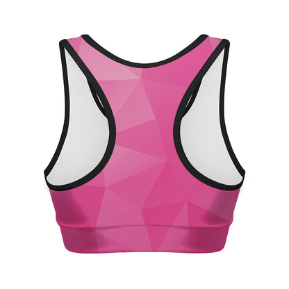 Pink Polygonal Geometric Print Women's Sports Bra