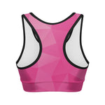 Pink Polygonal Geometric Print Women's Sports Bra